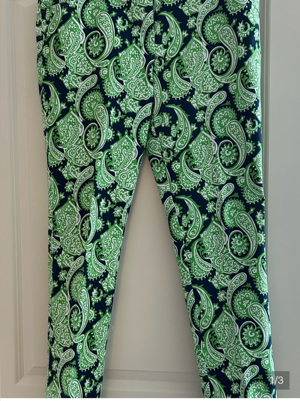 Gretchen Scott Designs Navy and Lime Green Paisley Pant - Picture 4 of 10